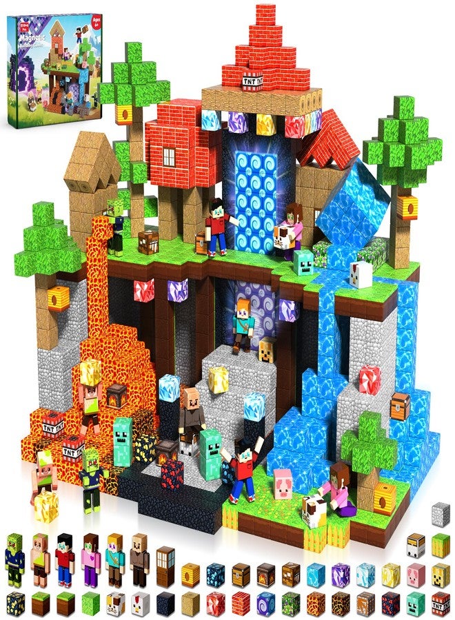 Annexfun 210PCS Magnetic Blocks with 8 Action Figures- 2025 STEM Magnetic Building Blocks for Kids Christmas, Creative Educational Play Set for Boys & Girls - Image 1
